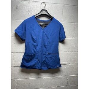 Lot of 5 Womens Medical Scrub Tops sz M Royal Blue Pre-owned